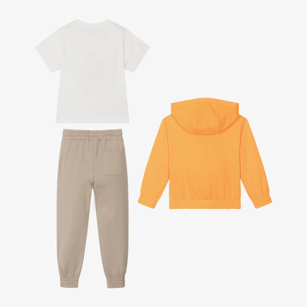 Mayoral-Boys Vibrant Orange & Beige Tracksuit | Childrensalon Outlet