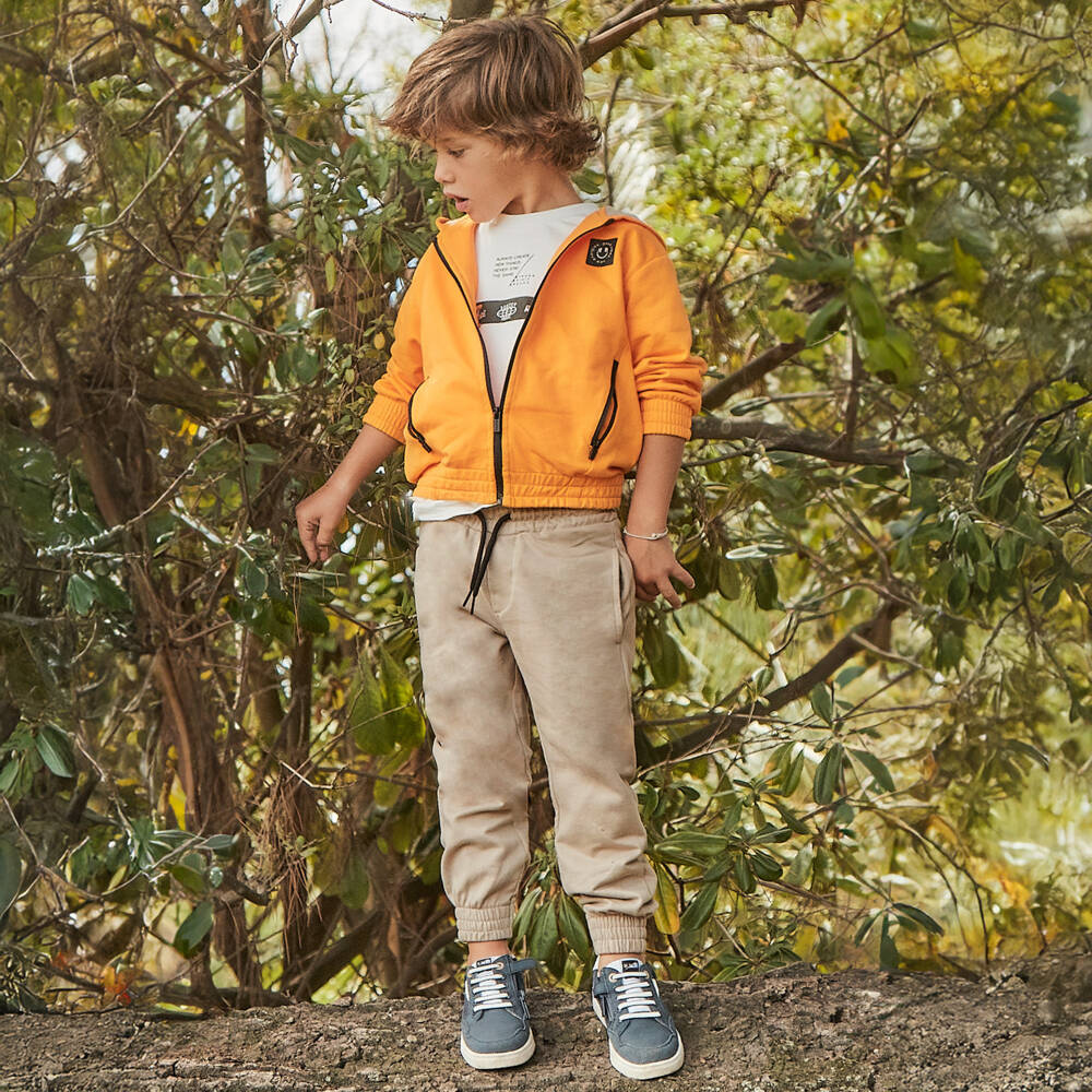 Mayoral-Boys Vibrant Orange & Beige Tracksuit | Childrensalon Outlet