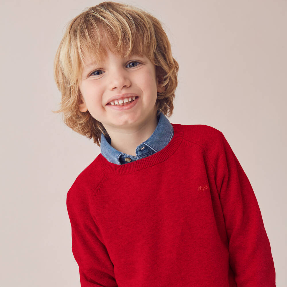 Mayoral-Boys Vibrant Red Pullover | Childrensalon Outlet