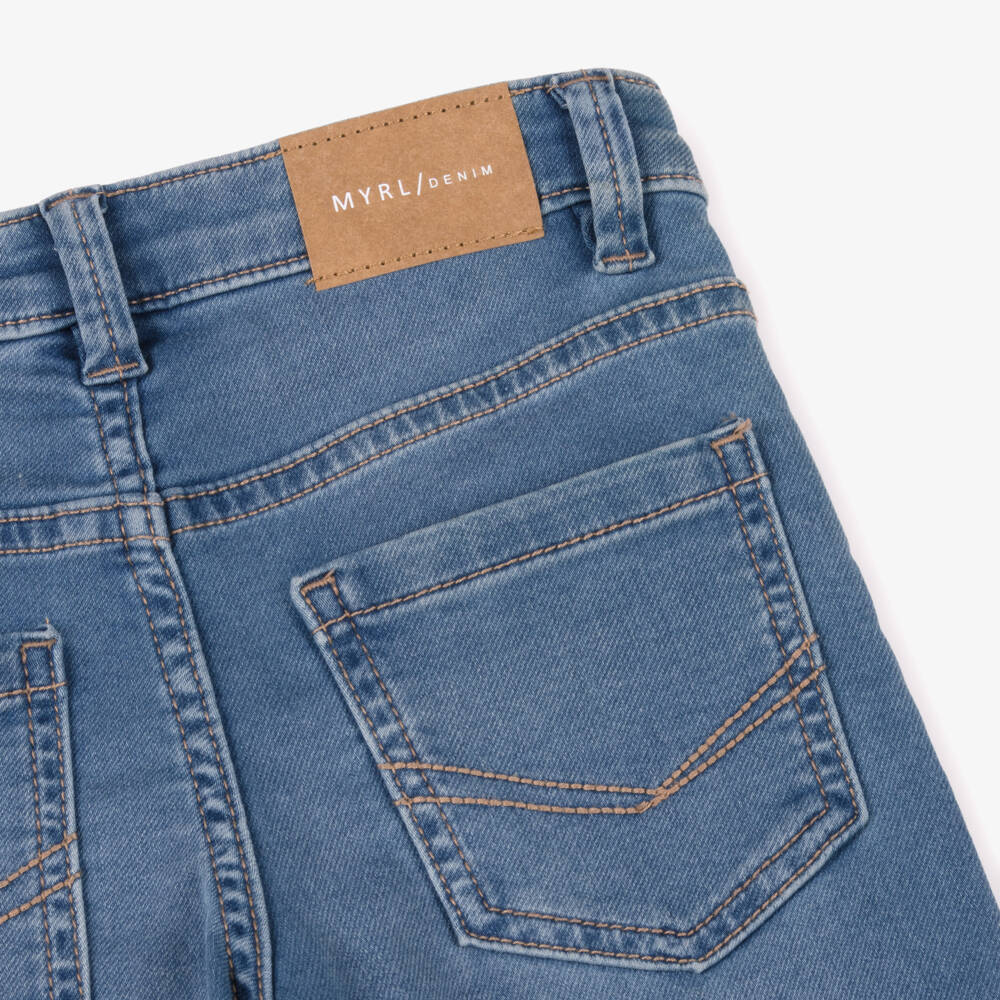 Mayoral-Boys Washed Blue Denim Slim Fit Jeans | Childrensalon Outlet