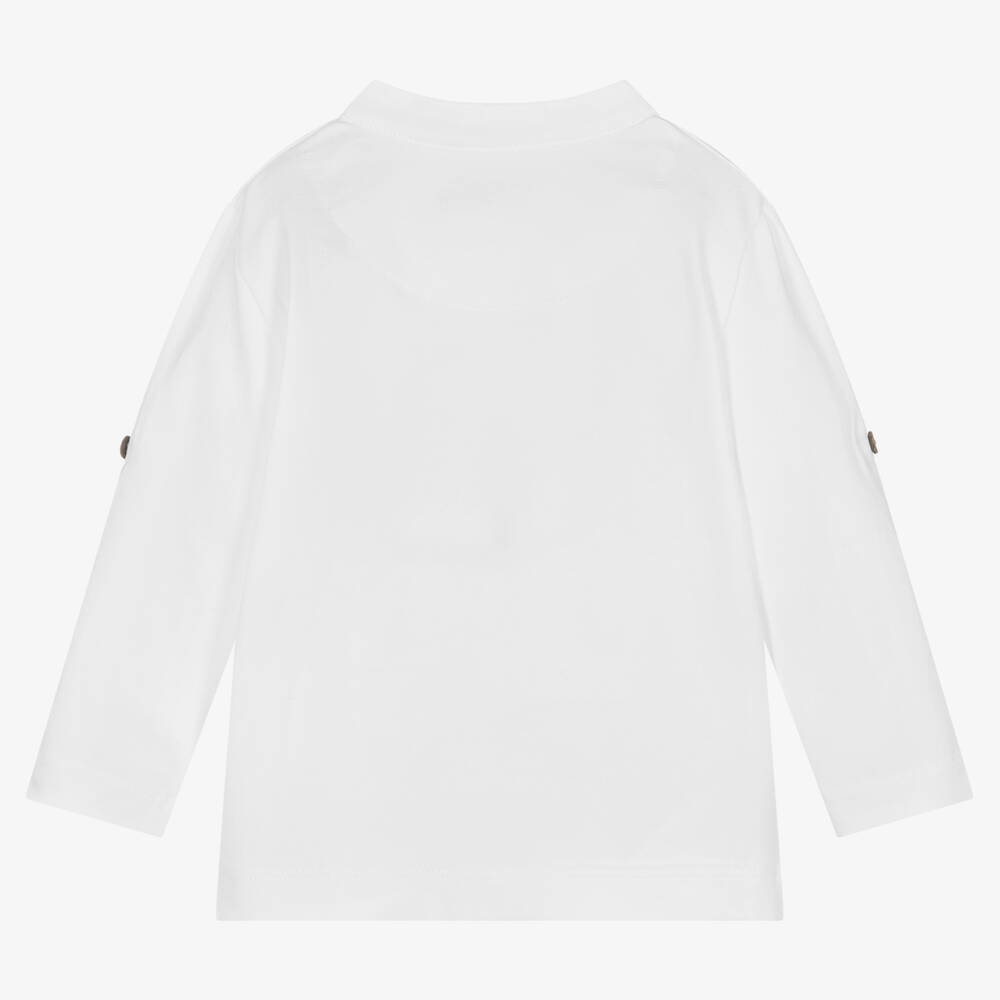 Mayoral-Бело-бежевый хлопковый топ | Childrensalon Outlet