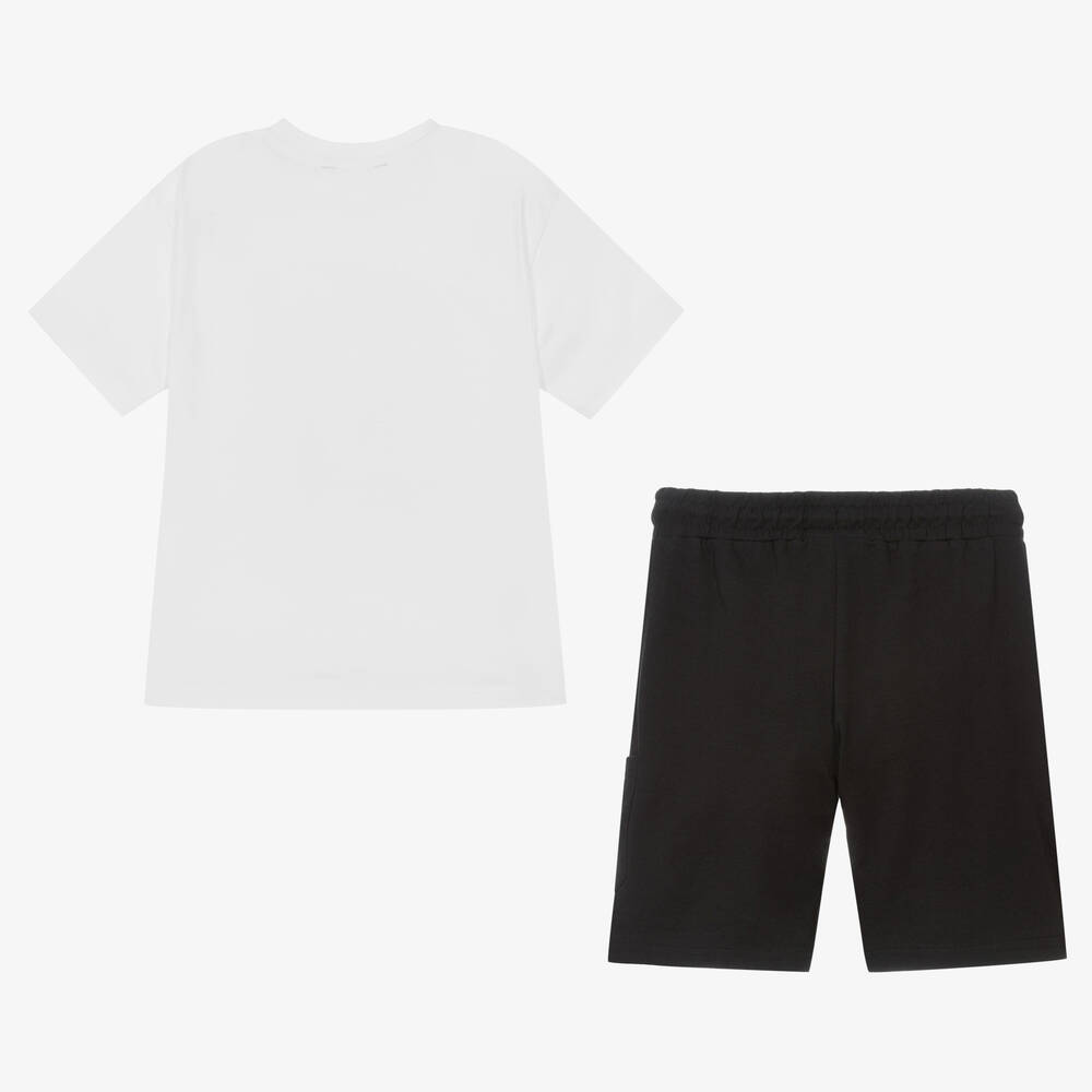 Mayoral Nukutavake-Boys White & Black Cotton Shorts Set | Childrensalon Outlet