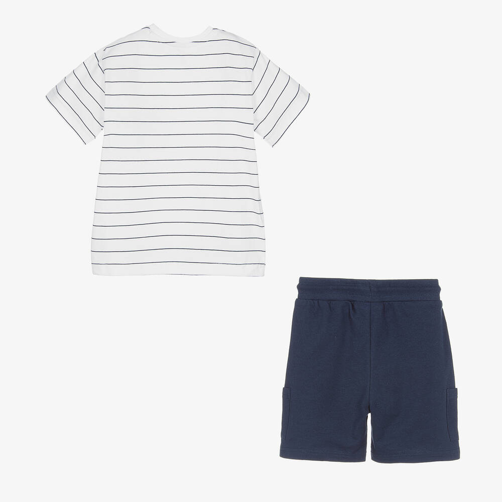 Mayoral-Boys White & Blue Cotton Shorts Set | Childrensalon Outlet