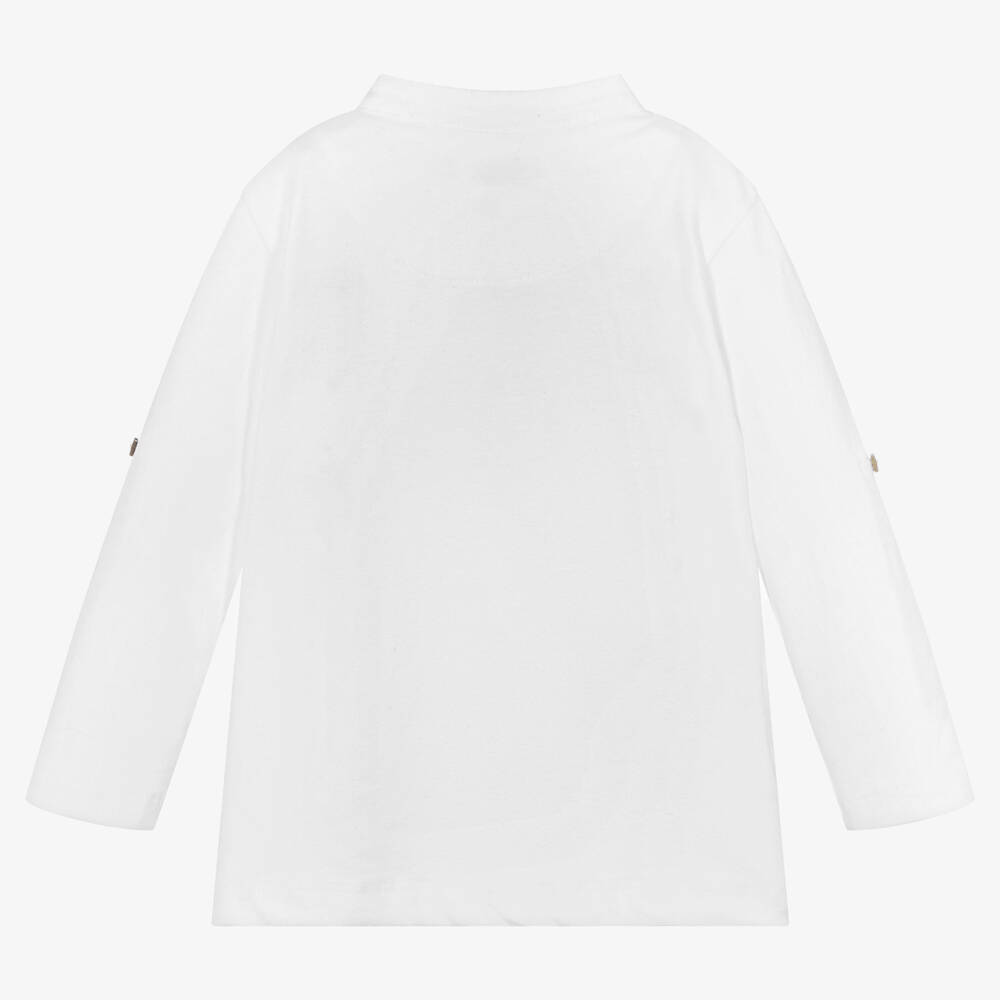 Mayoral-Бело-голубой хлопковый топ для мальчиков | Childrensalon Outlet