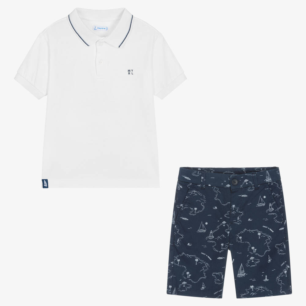 Mayoral Polo Short Set - Blue Mayoral Polo Short Set - Blue