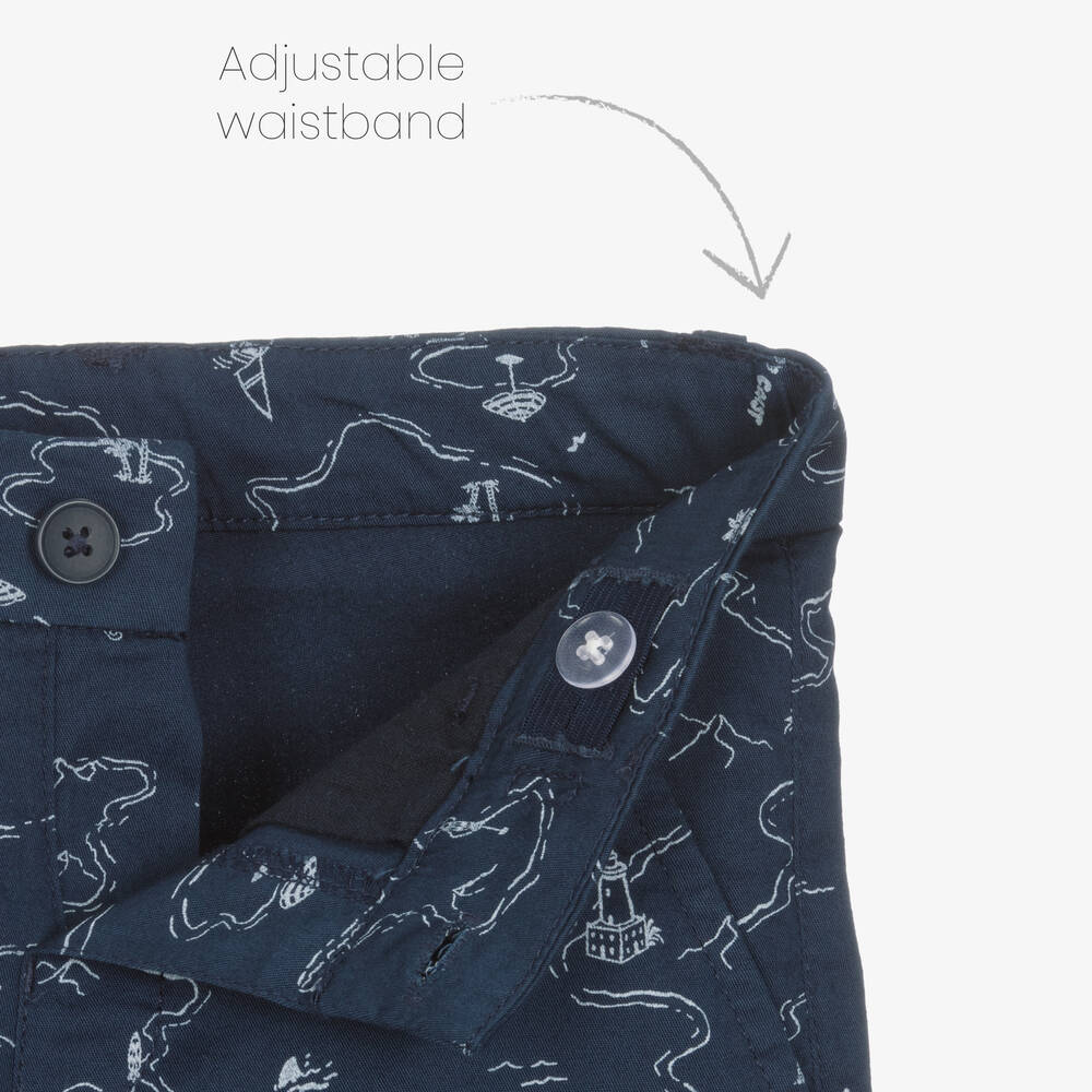 مايورال-طقم شورت قطن لون أبيض وأزرق للأولاد | Childrensalon Outlet