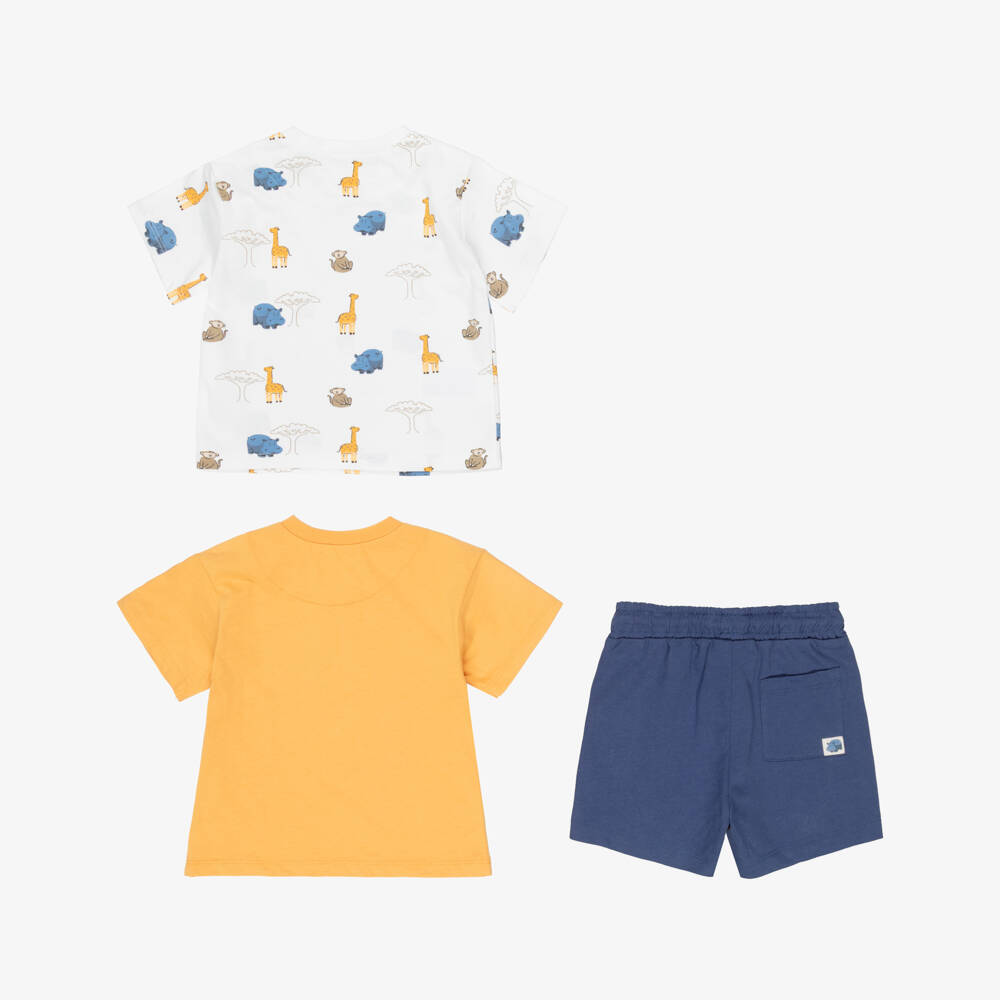 Mayoral-Boys White, Blue & Orange Giraffe Set | Childrensalon Outlet