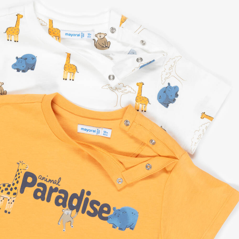 Mayoral-Boys White, Blue & Orange Giraffe Set | Childrensalon Outlet
