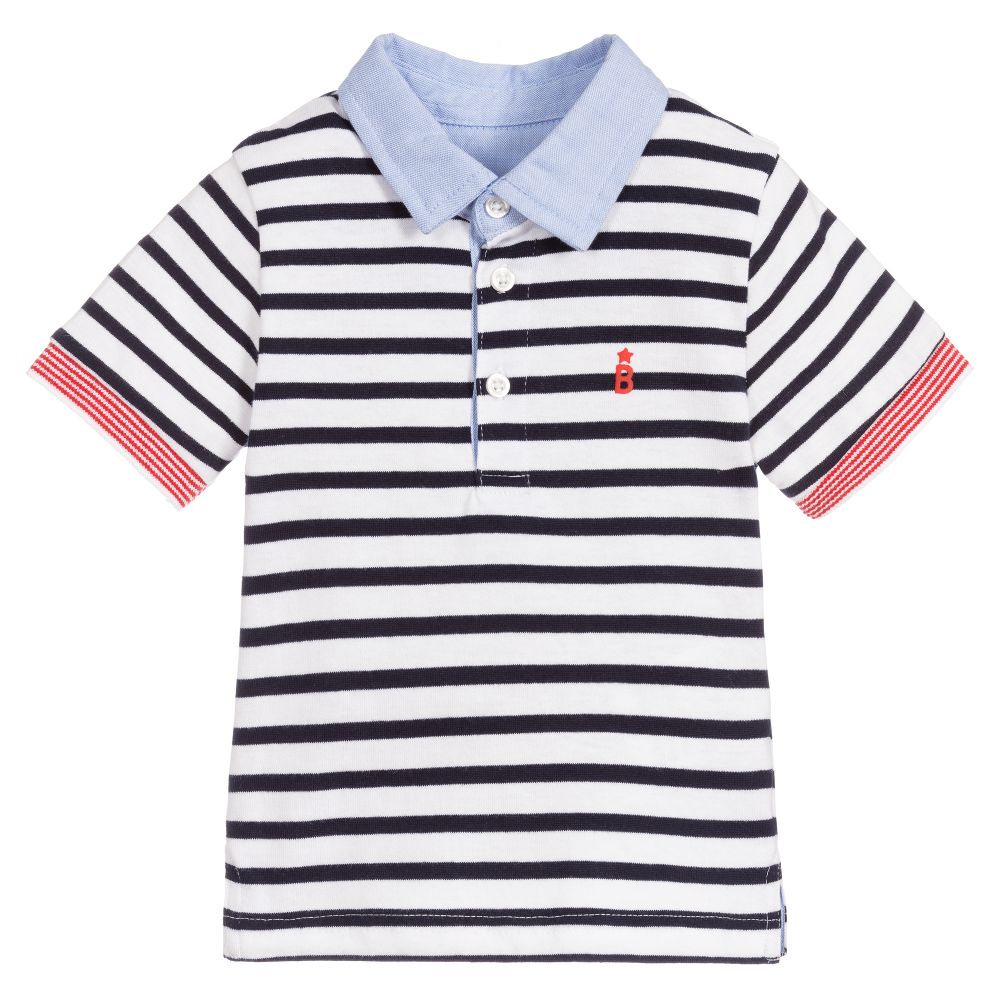 Mayoral - Boys White & Blue Polo Shirt | Childrensalon