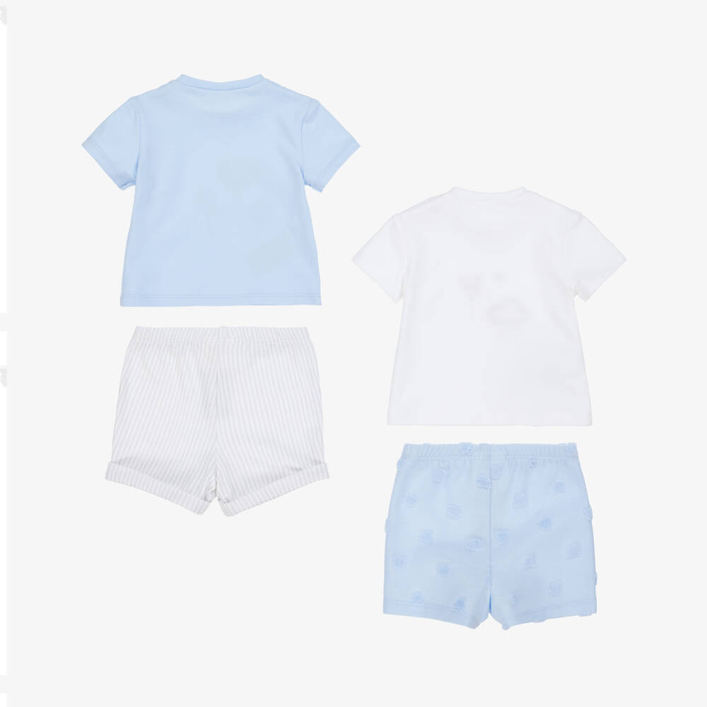 Mayoral Newborn-Boys' White & Blue Shorts Duo | Childrensalon Outlet