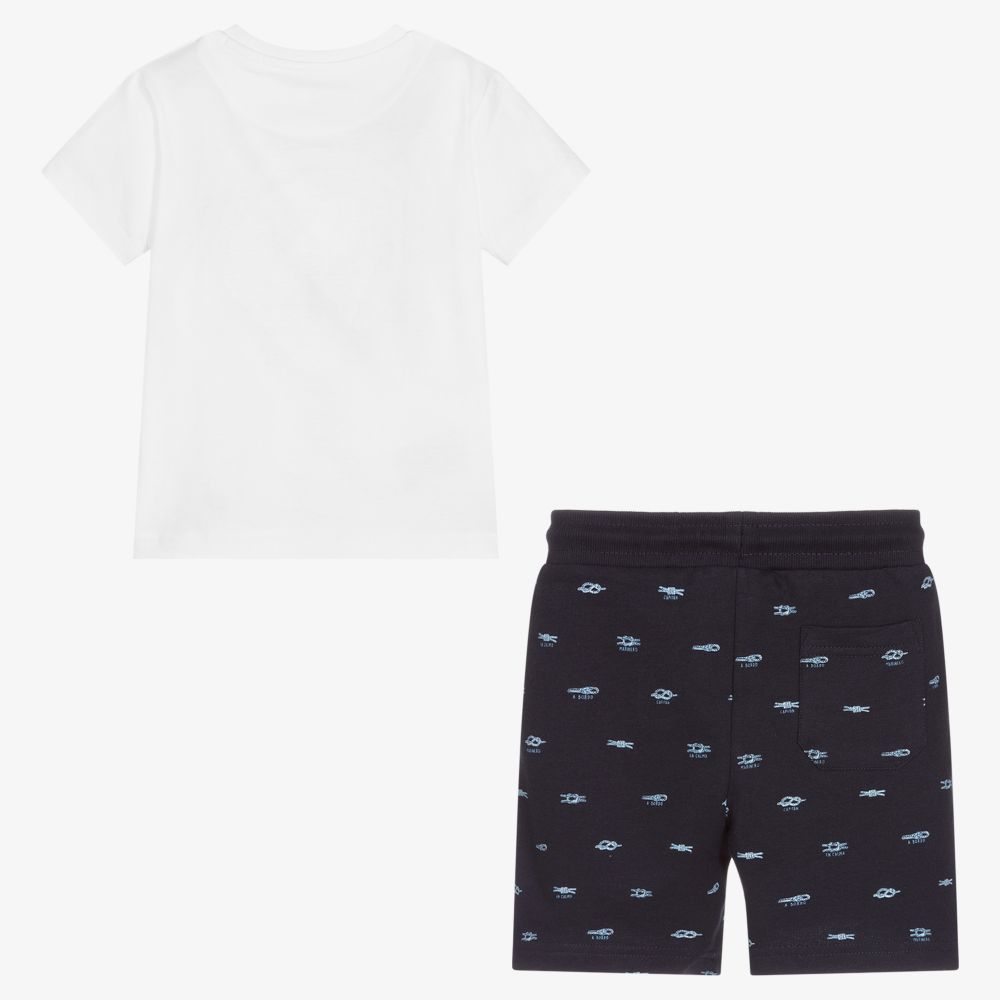 Mayoral-Boys White & Blue Shorts Set | Childrensalon Outlet