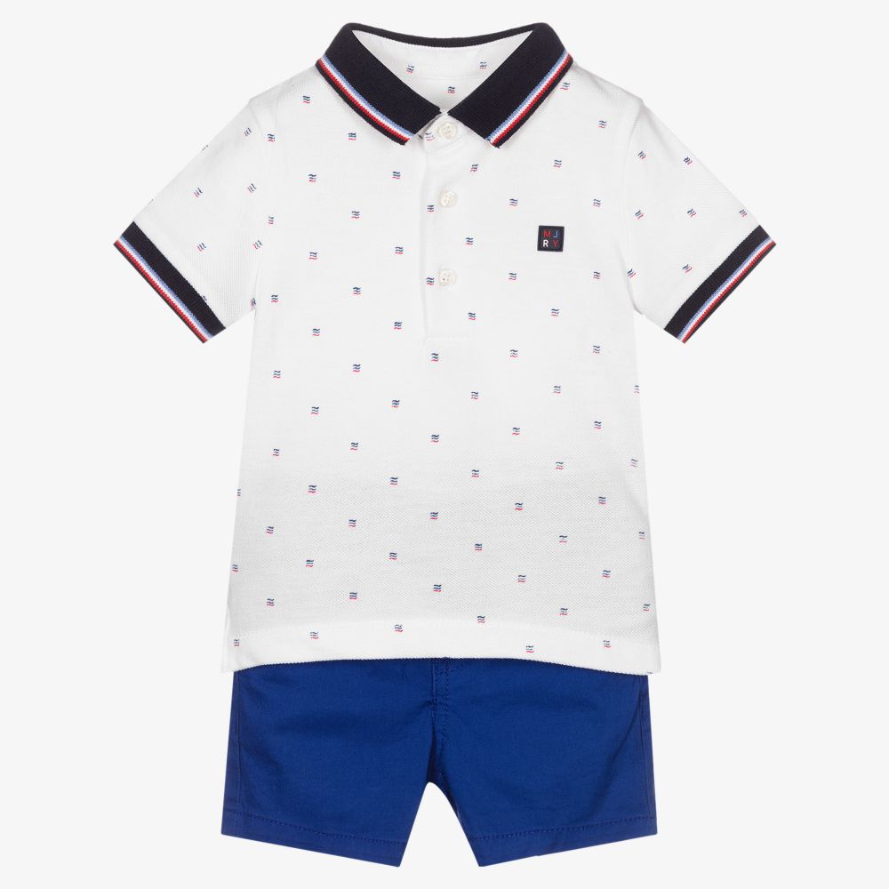Mayoral - Белая футболка и синие шорты для мальчиков  | Childrensalon