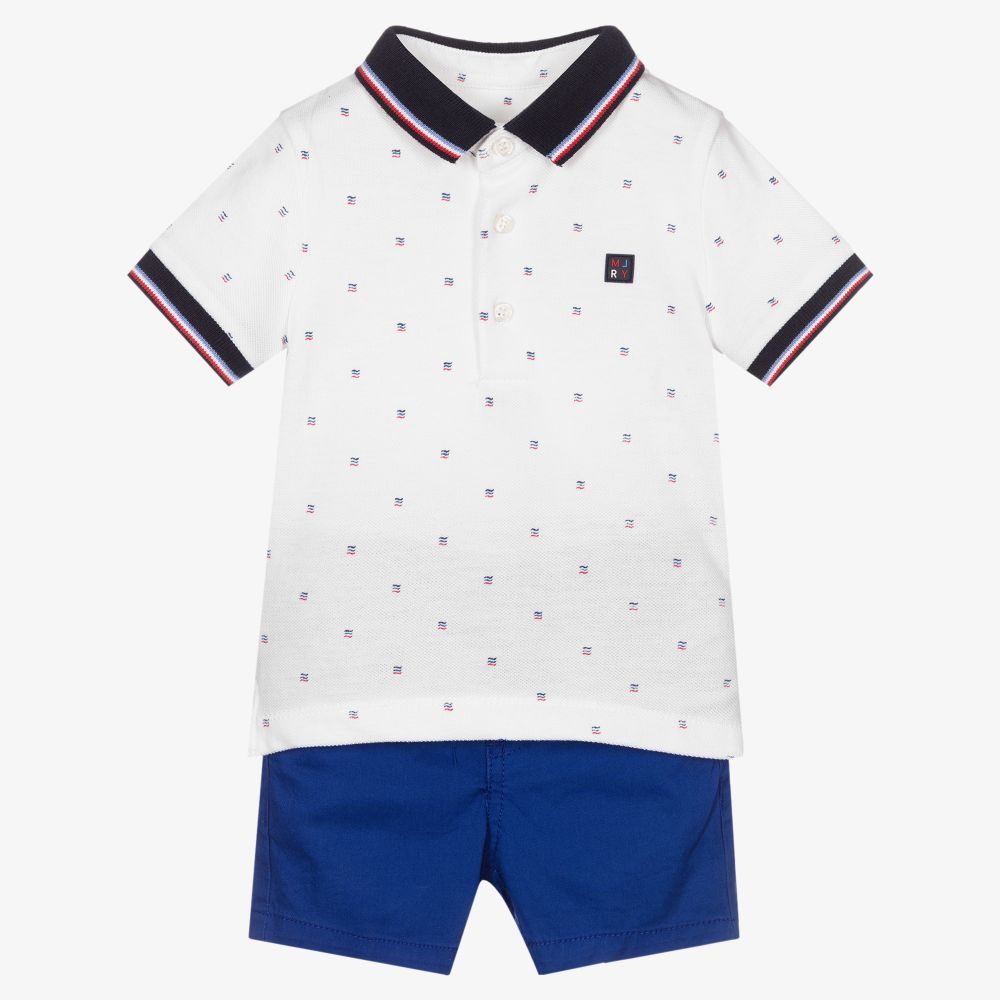 Mayoral - Short bleu/haut blanc Garçon  | Childrensalon