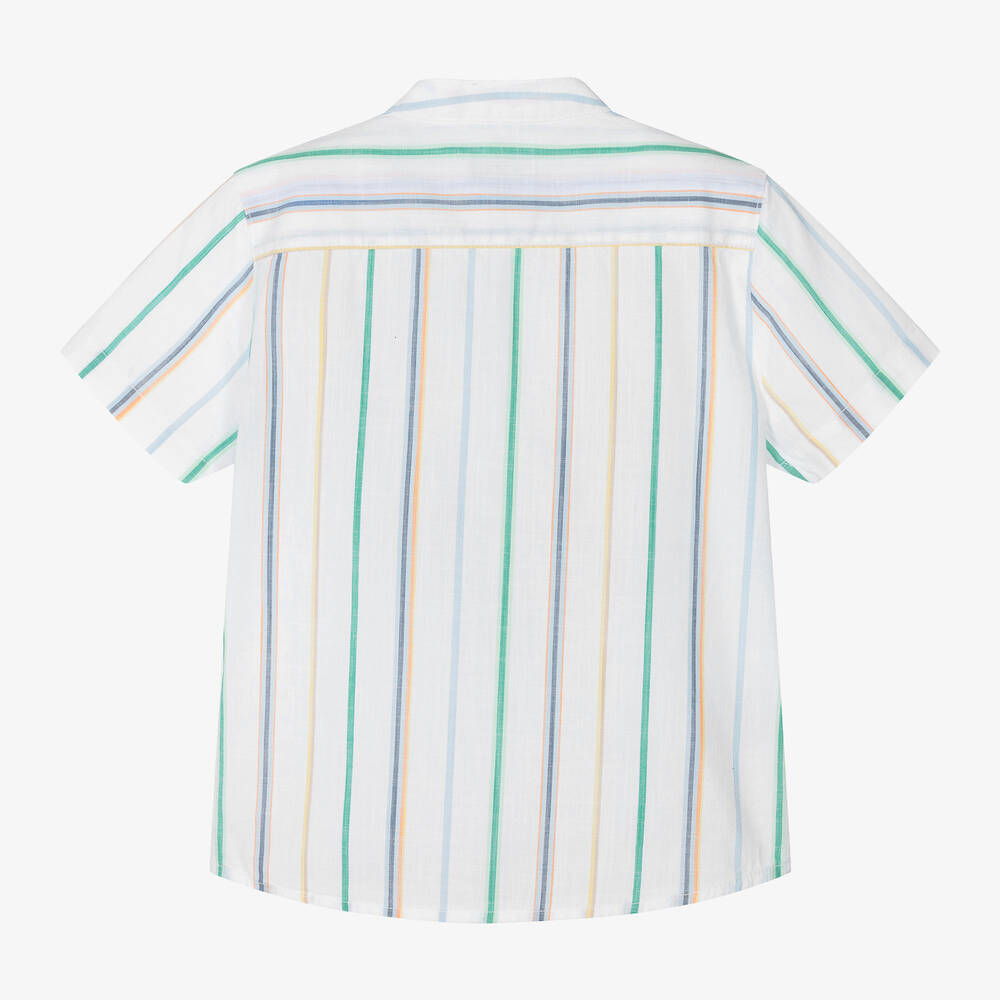 Mayoral-Boys White Collarless Cotton Shirt | Childrensalon Outlet