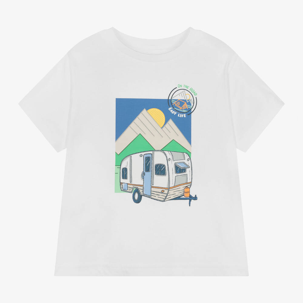 Mayoral-Boys White Cotton Camper Van T-Shirt | Childrensalon Outlet