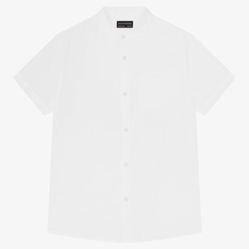 Mayoral Nukutavake - Белая хлопковая рубашка без воротника | Childrensalon