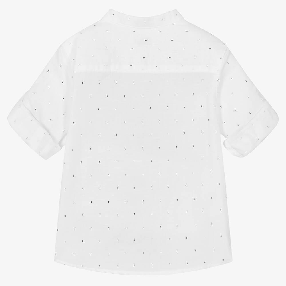 Mayoral - Boys White Cotton & Linen Shirt | Childrensalon Outlet