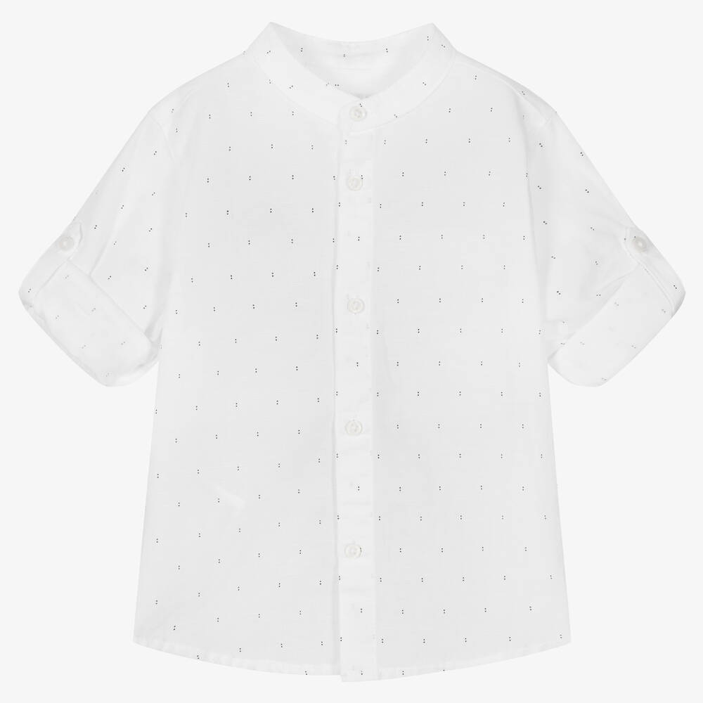 Mayoral-Boys White Cotton & Linen Shirt | Childrensalon Outlet
