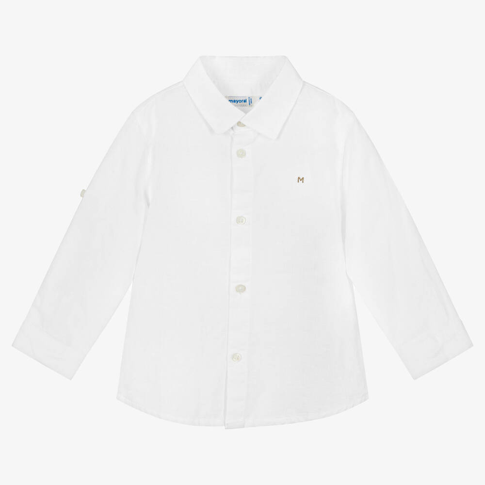 Mayoral - Weißes Baumwoll- und Leinenhemd | Childrensalon
