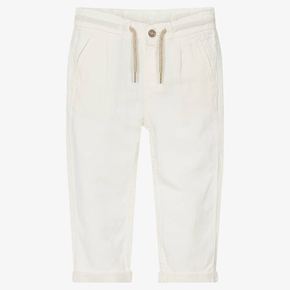 Mayoral - Pantalon blanc en coton et lin | Childrensalon