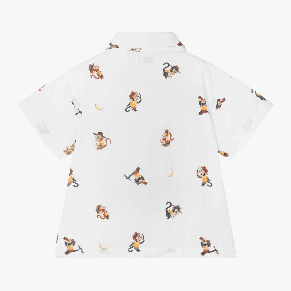 Mayoral-Boys White Cotton Monkey Shirt | Childrensalon Outlet