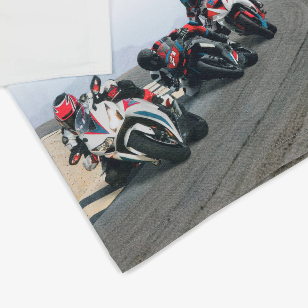 Mayoral-Кремовая хлопковая футболка для мальчиков в гоночном стиле | Childrensalon Outlet