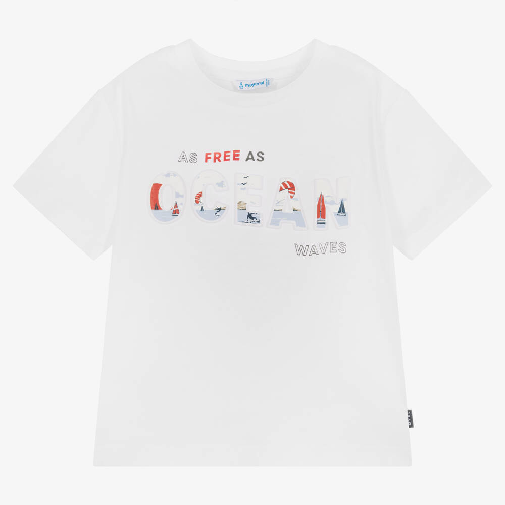 Mayoral - Weißes Ocean Baumwoll-T-Shirt | Childrensalon