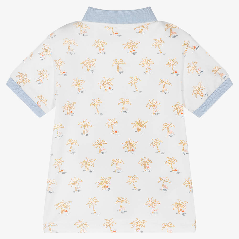 Mayoral-Boys White Cotton Palm Tree Polo Shirt | Childrensalon Outlet