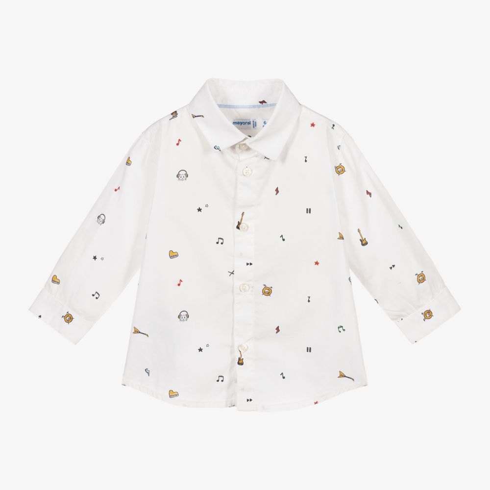 Mayoral - Boys White Cotton Shirt | Childrensalon