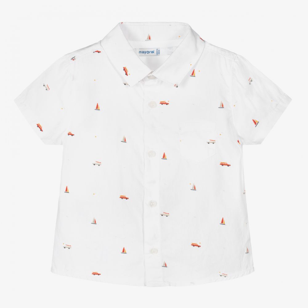 Mayoral - Белая хлопковая рубашка для мальчиков | Childrensalon