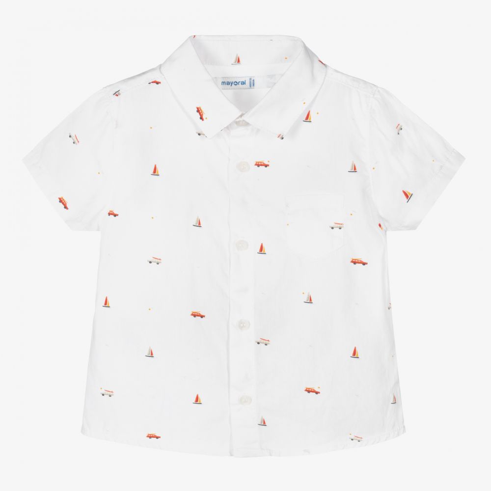 Mayoral - Boys White Cotton Shirt | Childrensalon