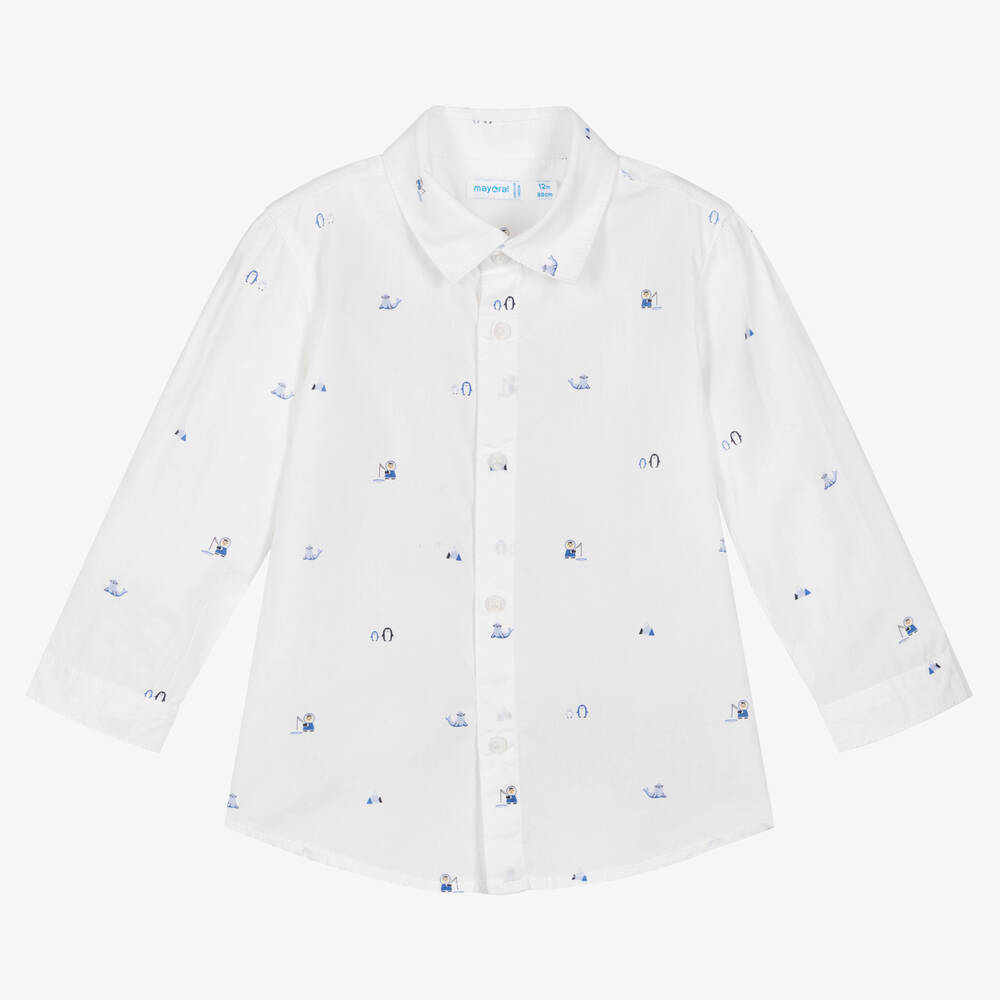 Mayoral - Белая хлопковая рубашка для мальчиков | Childrensalon