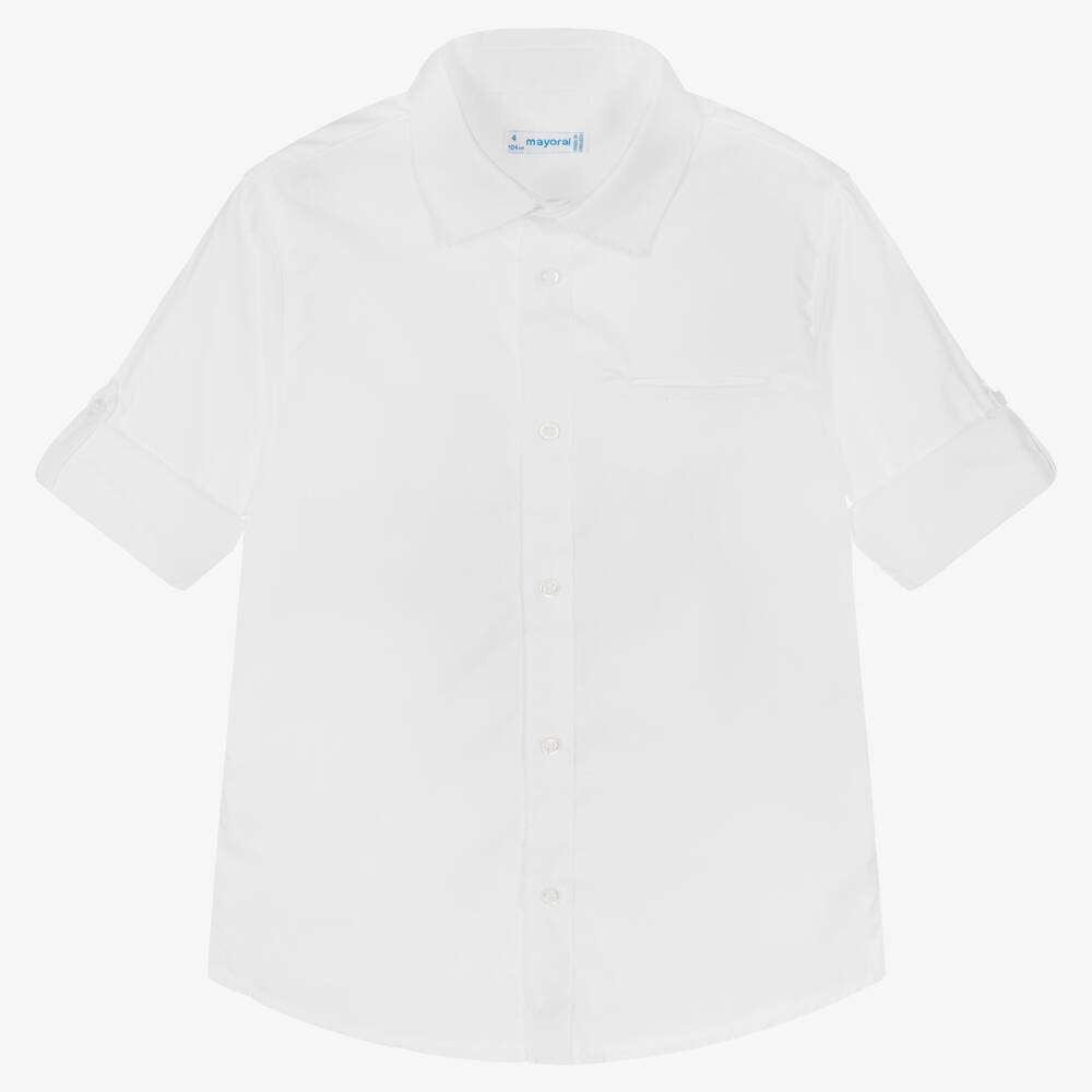 Mayoral - قميص قطن مستدام لون أبيض للأولاد | Childrensalon