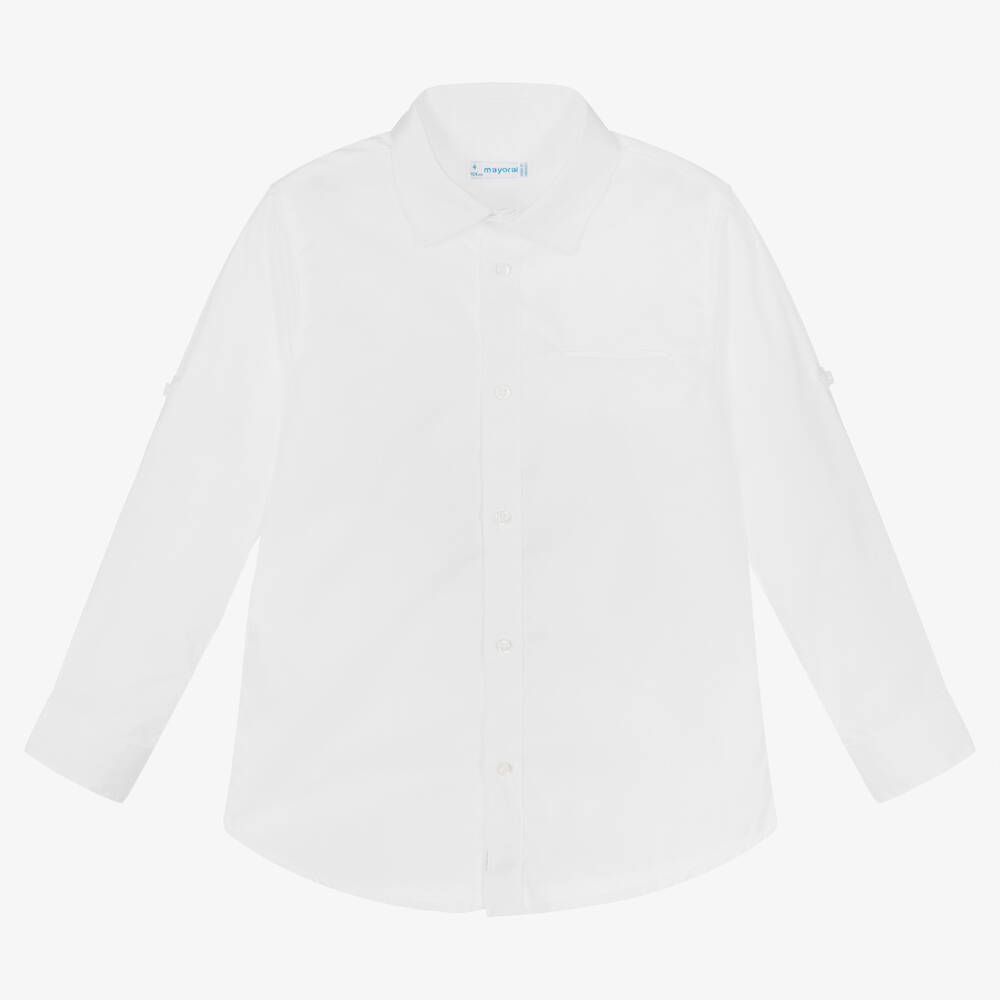 Mayoral-Boys White Cotton Shirt | Childrensalon Outlet