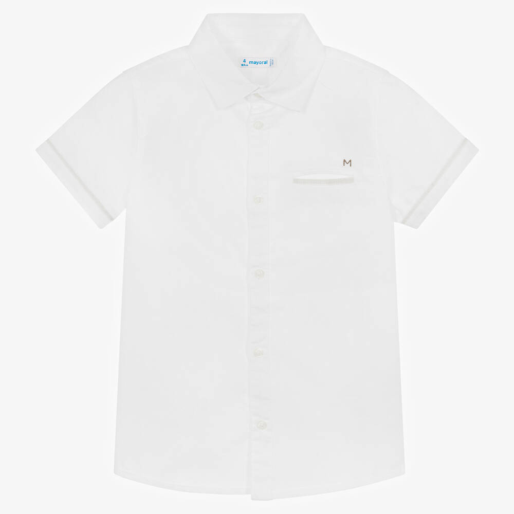 Mayoral - Boys White Cotton Shirt | Childrensalon
