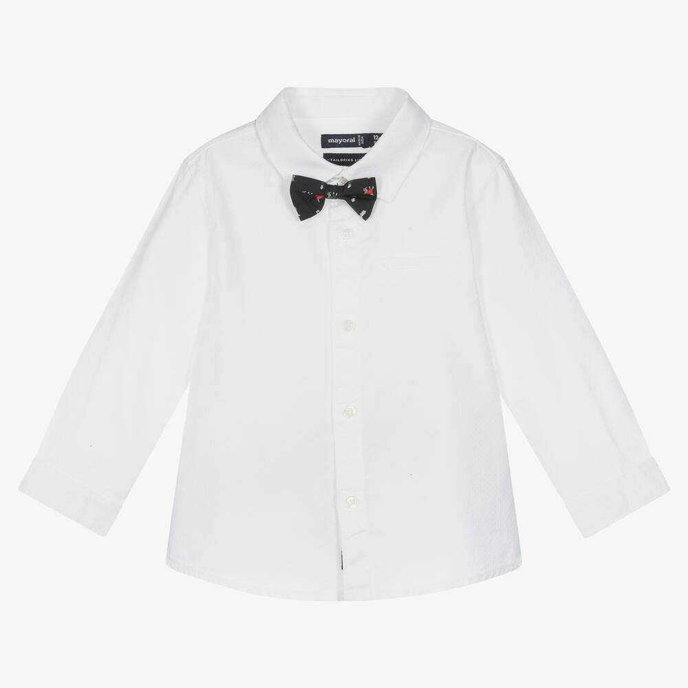 Mayoral - Boys White Cotton Shirt | Childrensalon