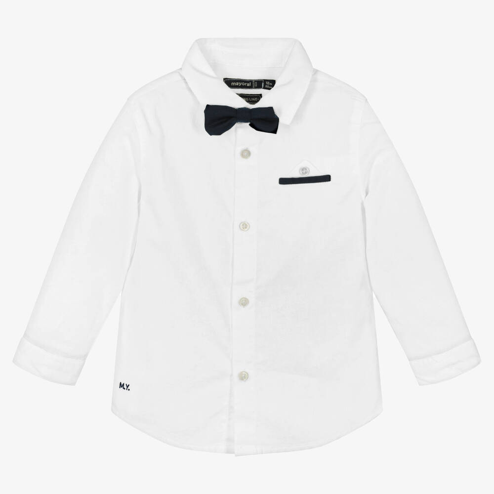 Mayoral - Chemise coton blanc nœud papillon | Childrensalon