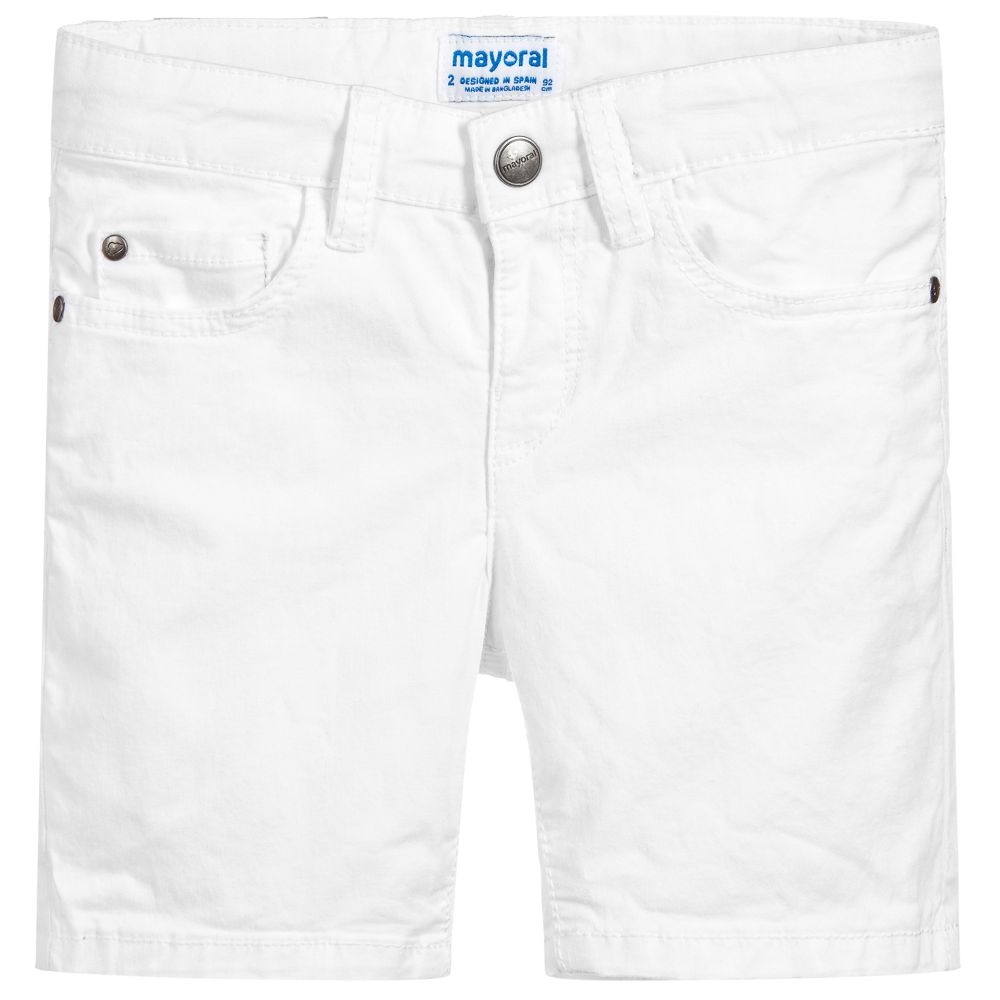 Mayoral - Boys White Cotton Shorts | Childrensalon