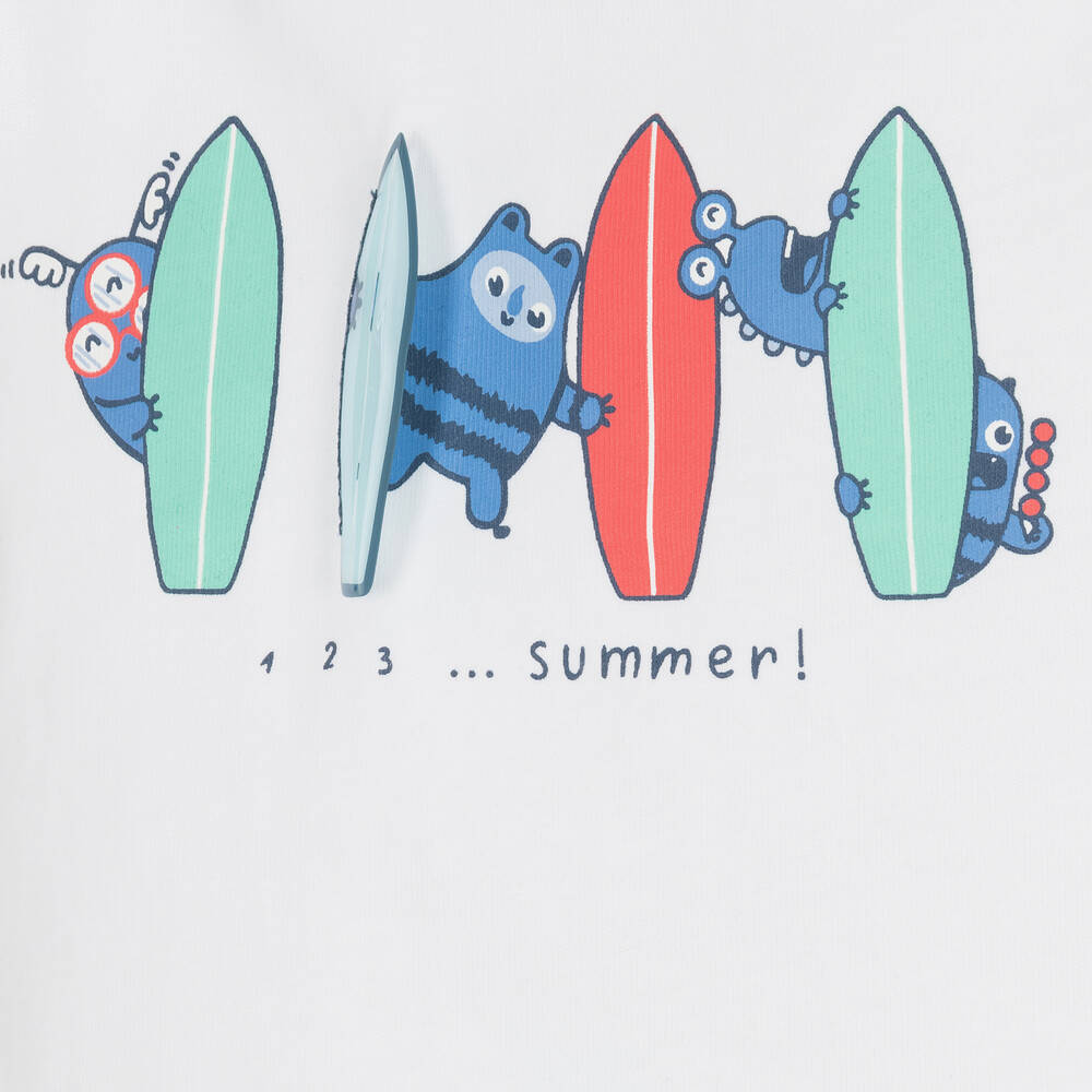 Mayoral-Boys White Cotton Surf Board Vest Top  | Childrensalon Outlet
