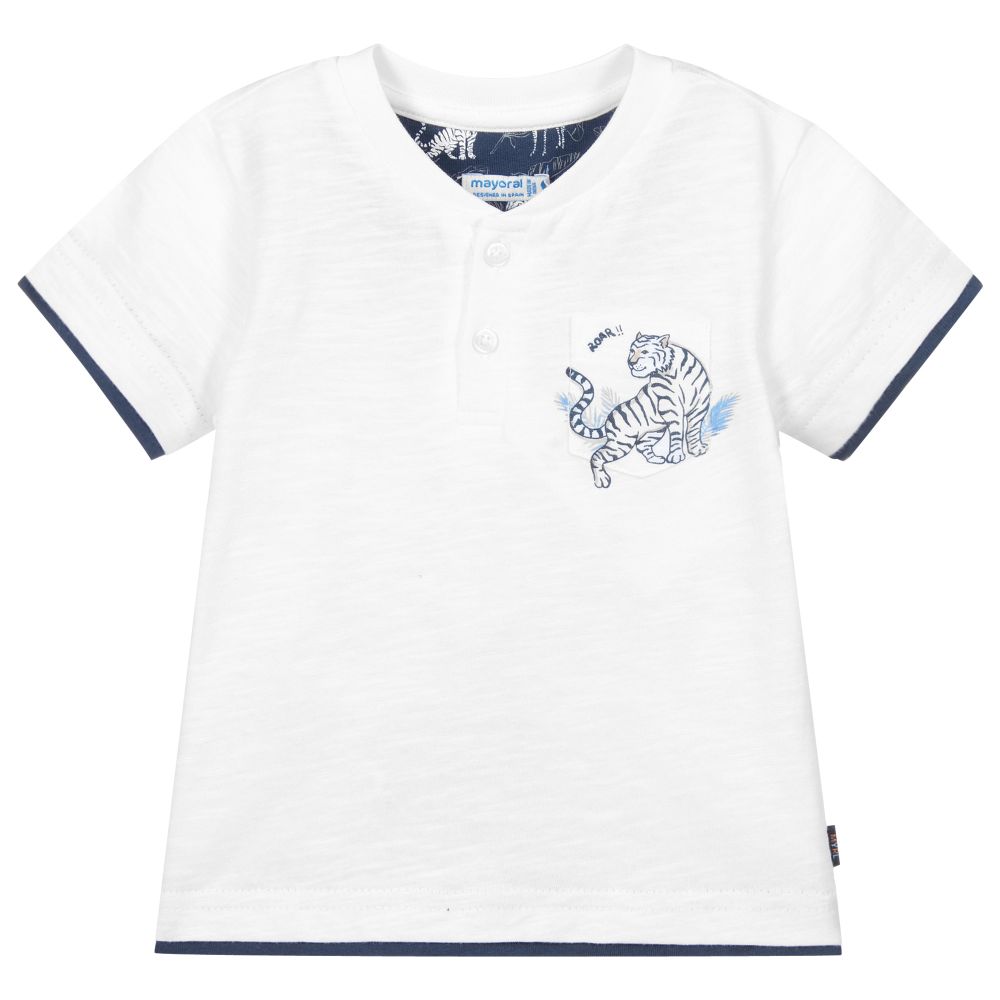 Mayoral - Boys White Cotton T-Shirt | Childrensalon