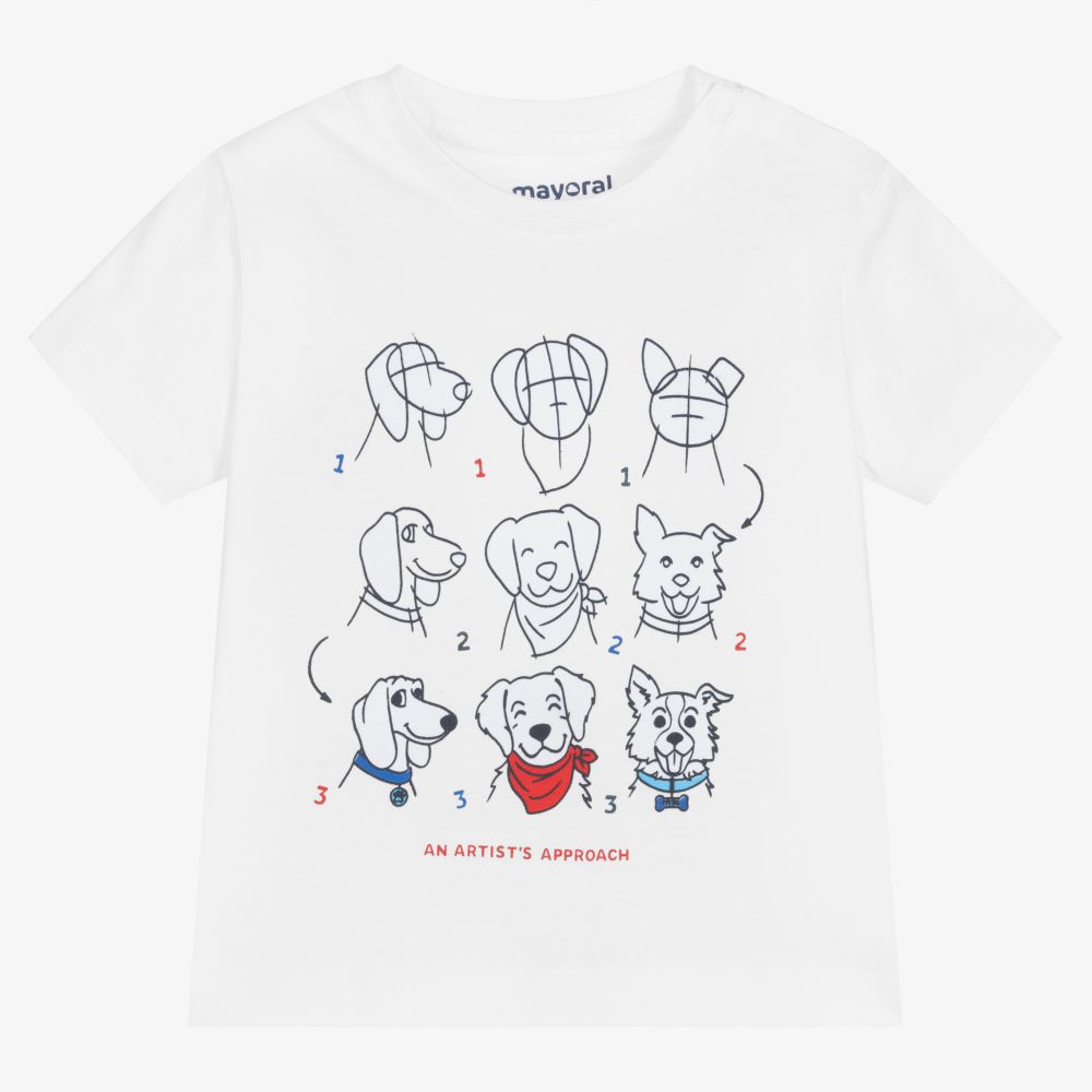 Mayoral - Boys White Cotton T-Shirt | Childrensalon