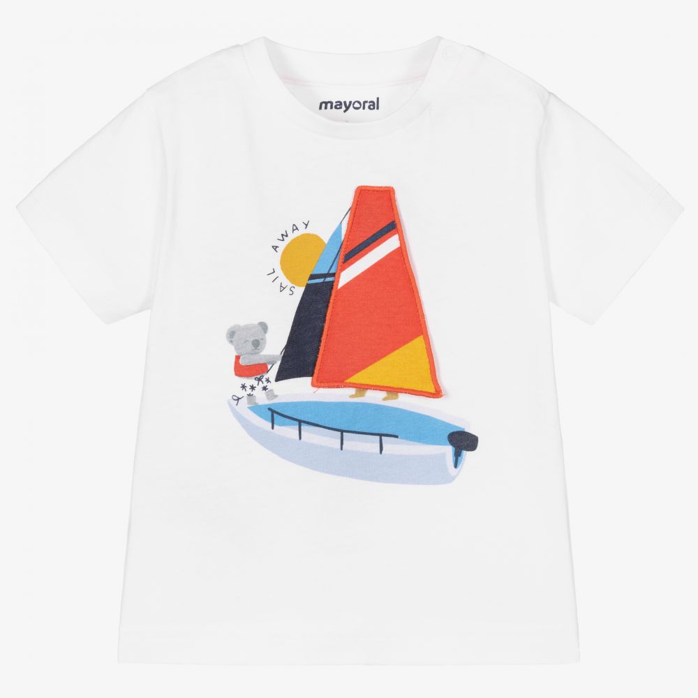 Mayoral-Boys White Cotton T-Shirt | Childrensalon Outlet