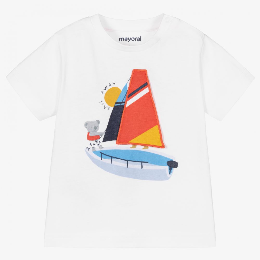 Mayoral - T-shirt blanc en coton Garçon | Childrensalon