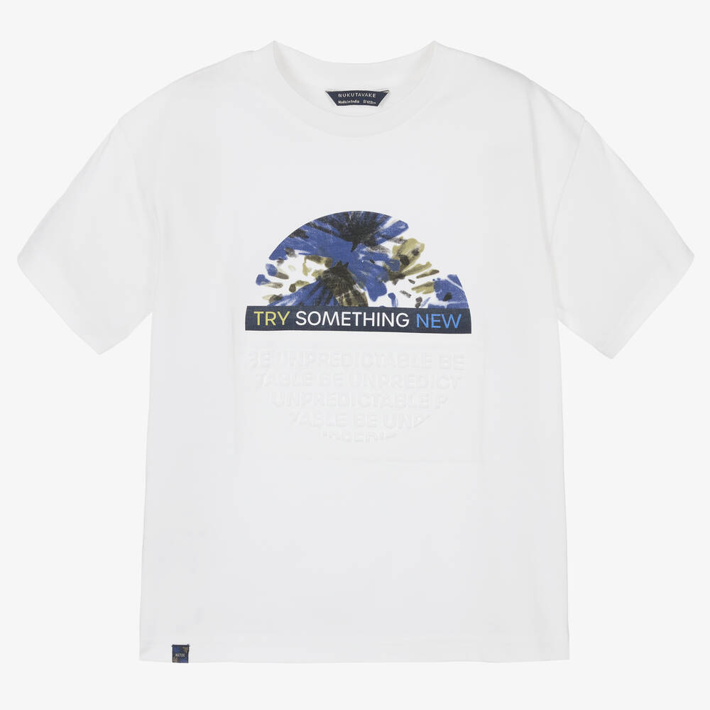 Mayoral Nukutavake - Weißes Baumwoll-T-Shirt für Jungen | Childrensalon