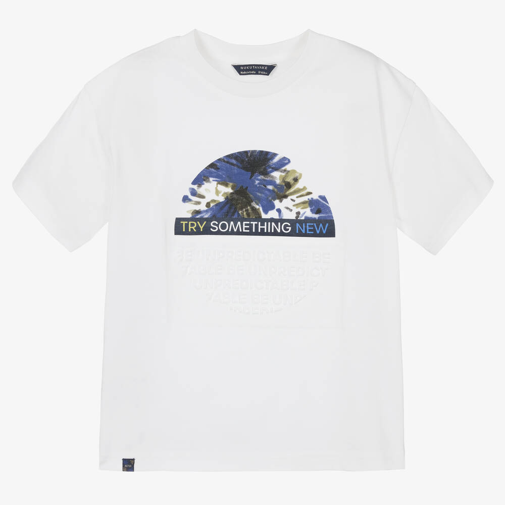 Mayoral Nukutavake - T-shirt blanc en coton garçon | Childrensalon