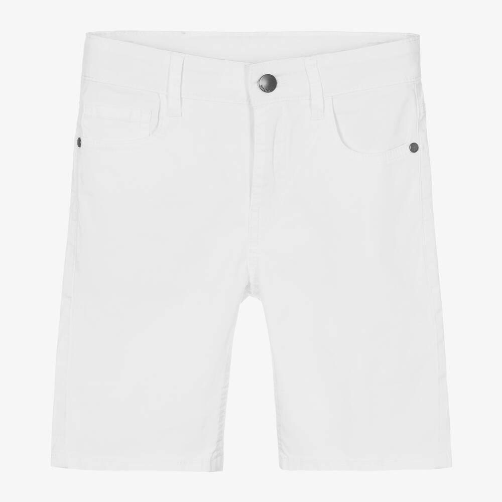 Mayoral Nukutavake-Boys White Cotton Twill Shorts | Childrensalon Outlet