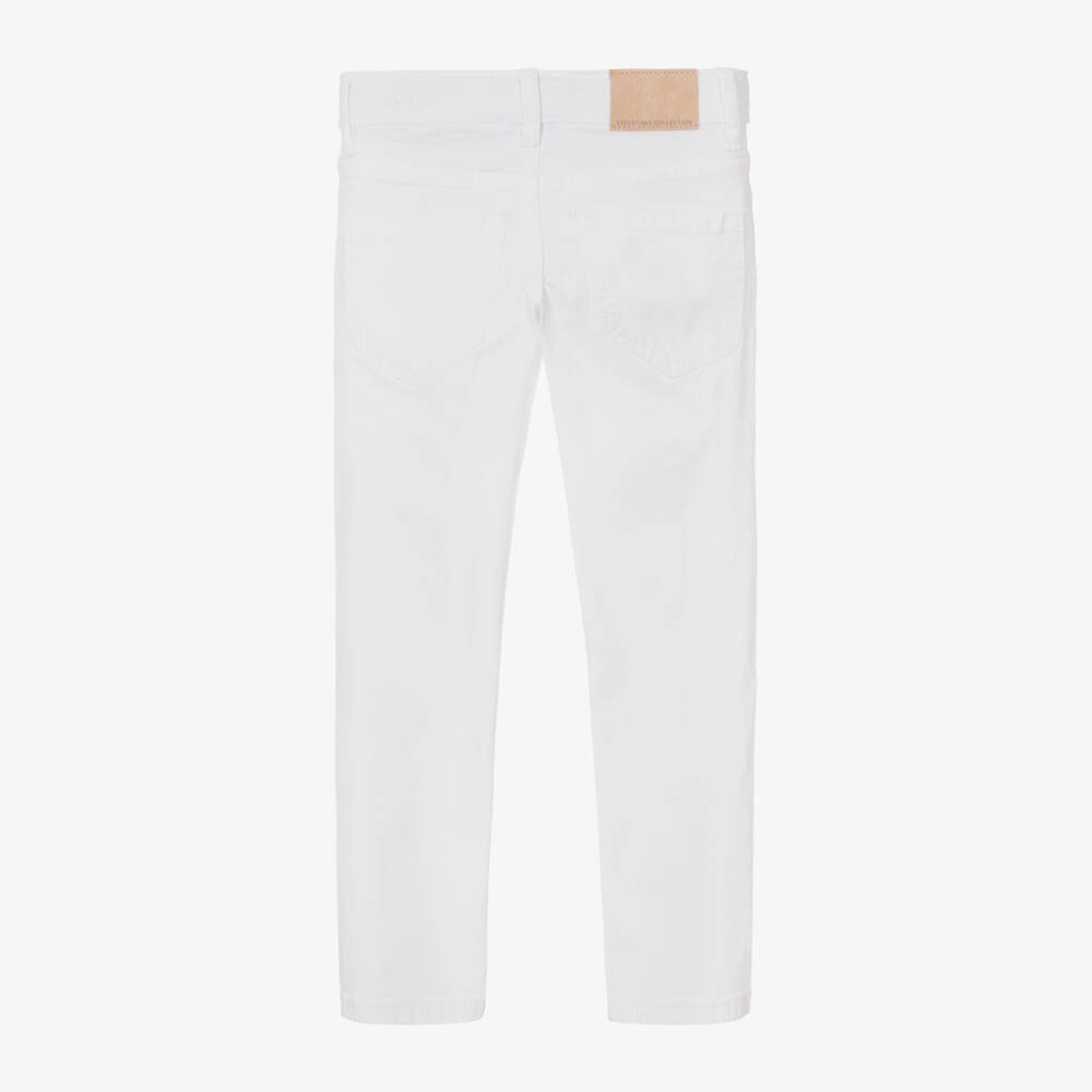 Mayoral-Boys White Cotton Twill Slim Fit Trousers | Childrensalon Outlet