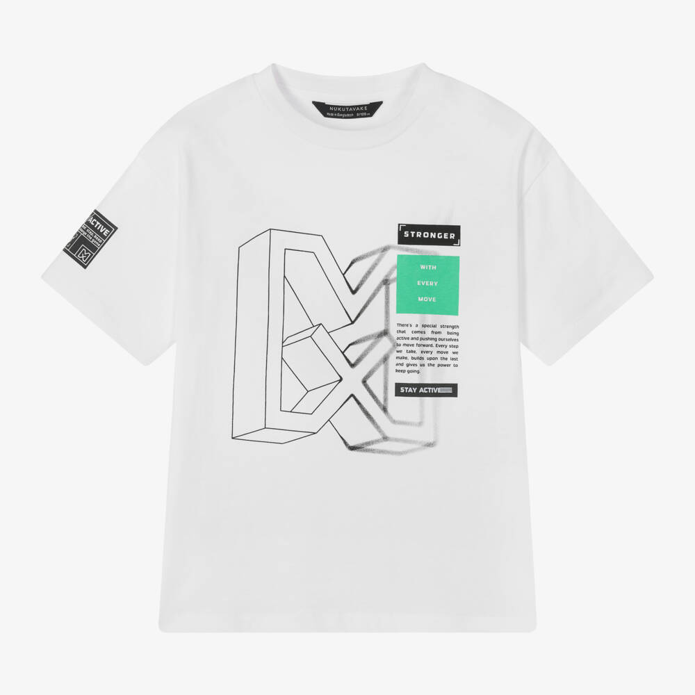 Mayoral Nukutavake-Boys White Graphic Cotton T-Shirt | Childrensalon Outlet