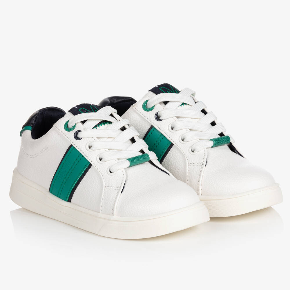 Mayoral - Boys White & Green Trainers | Childrensalon