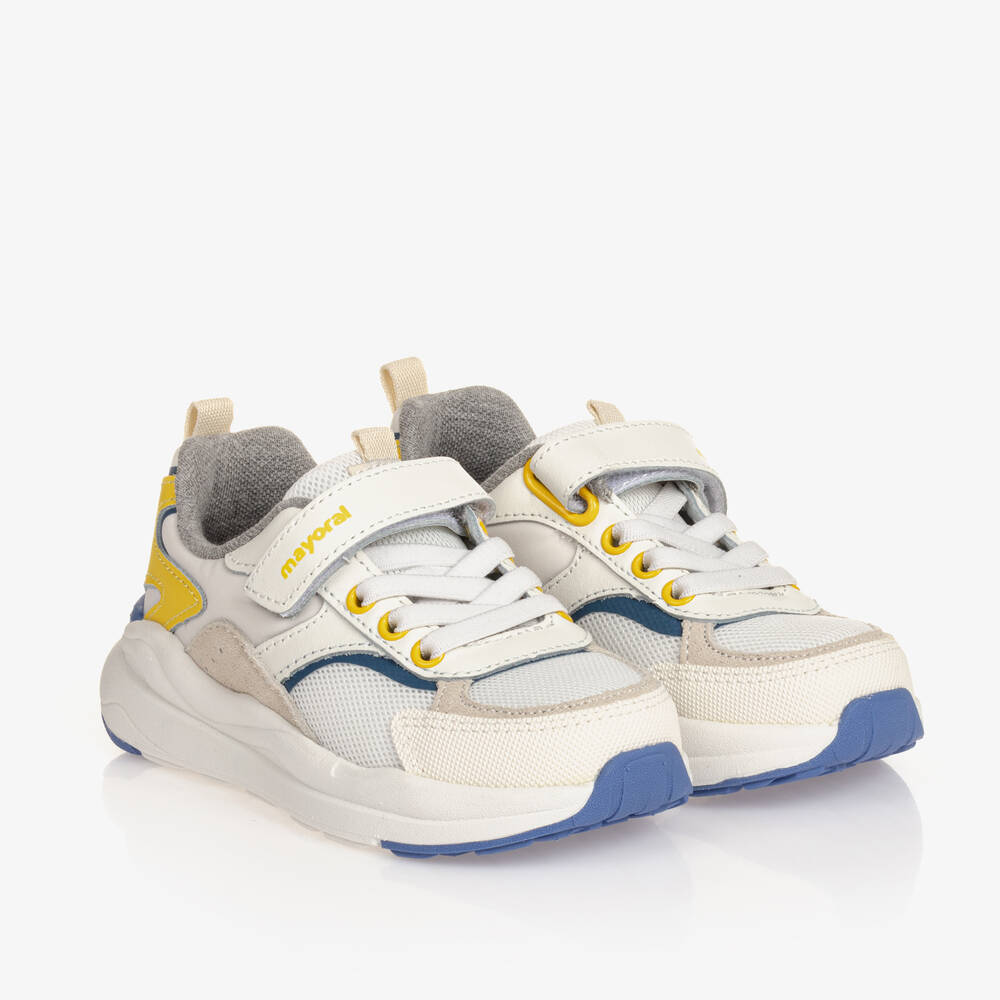 Mayoral Boys White Leather Mesh Trainer Childrensalon Outlet